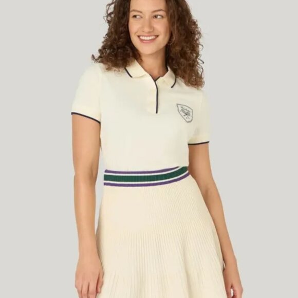 Wimbledon | Cream & green tennis crest polo t-shirt | Size XS - Picture 2 of 6